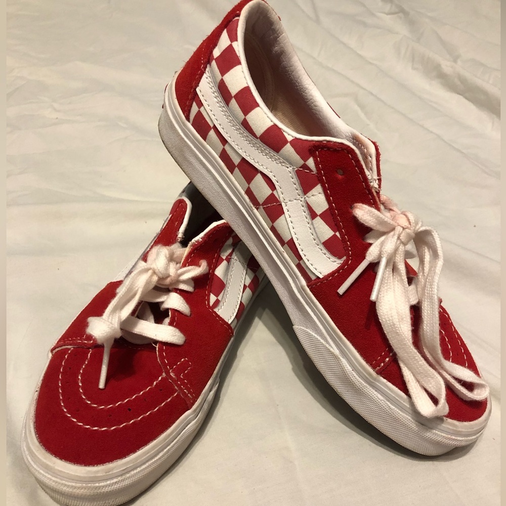 Red checkered Vans